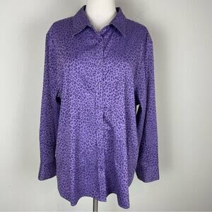 Chico's Purple Leopard Print Button up Long Sleeve Shirt 4